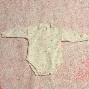 Cream Knit Baby Onesie